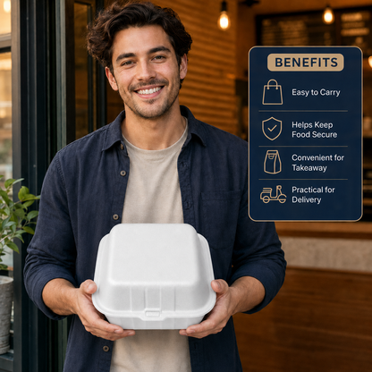 MP7 Foam Burger Box- Clamshell Takeaway Containers