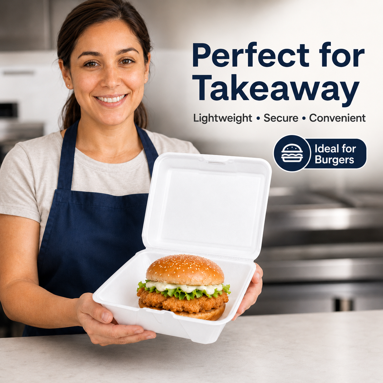 MP9 Foam Burger Box- Clamshell Takeaway Containers