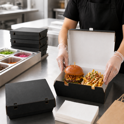 Black Corrugated Burger Box EP10 Takeaway Containers