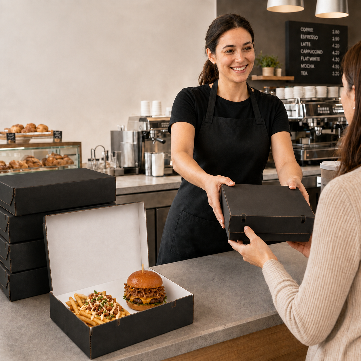 Black Corrugated Burger Box EP10 Takeaway Containers