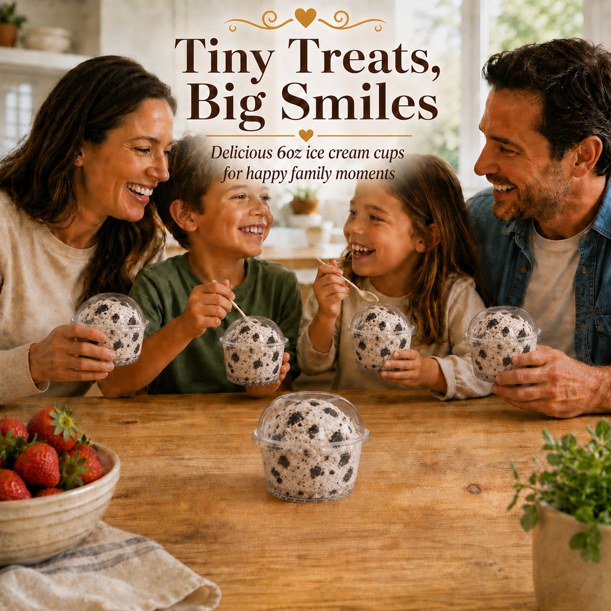 Premium 6oz Plastic Ice Cream Cups With Lids PET | Eco-Friendly & Disposable