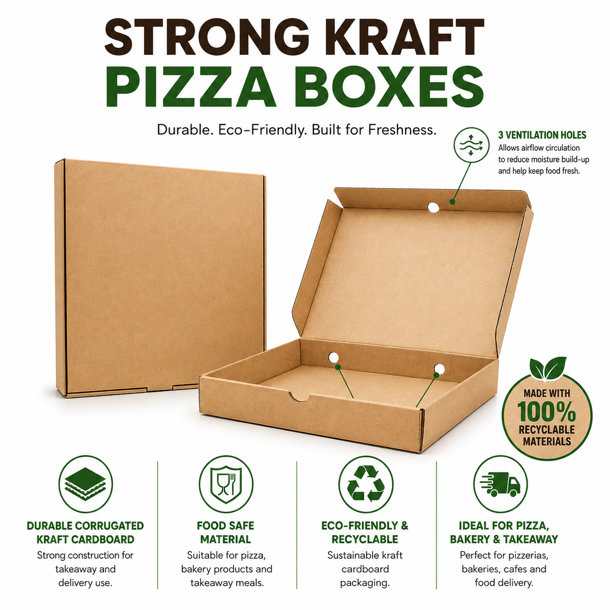 Lightweight Plain Pizza Food Boxes