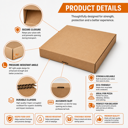 Lightweight Plain Pizza Food Boxes