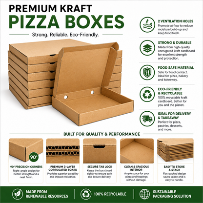 Lightweight Plain Pizza Food Boxes