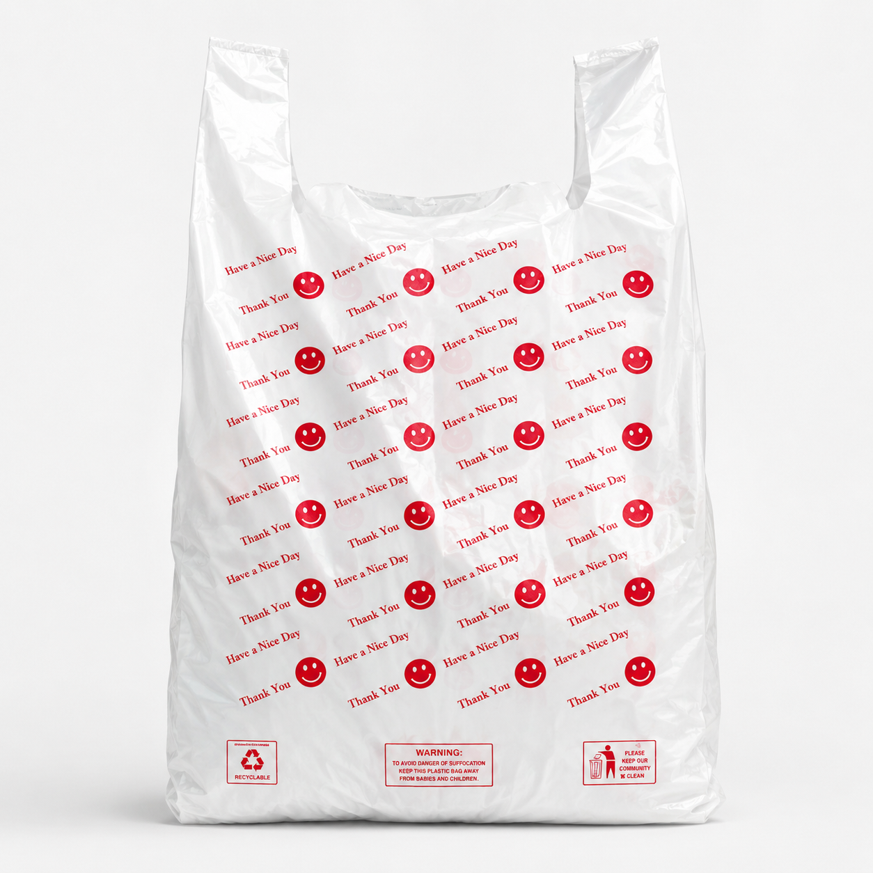 Strong Clear Smiley Face Carrier Bags
