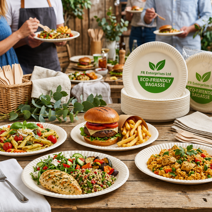 7" Disposable Sugarcane Plates – Eco-Friendly White Bagasse