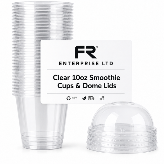 10oz Reusable Clear Plastic Smoothie Cups with Lids