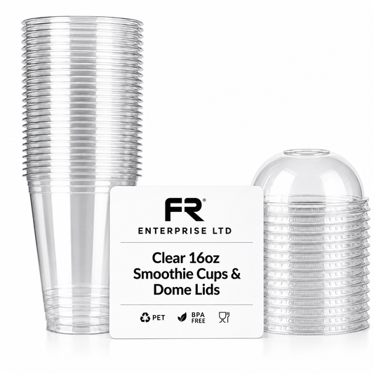 16oz Reusable Clear Plastic Smoothie Cups with Lids