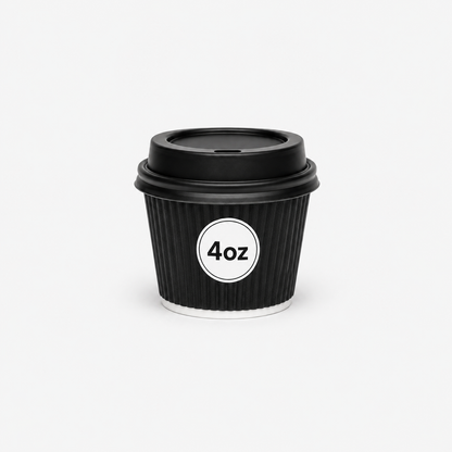Insulated 4oz Black Ripple Cup  | Triple-Wall Ripple Texture | Spill-Proof Lids