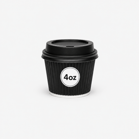 Insulated 4oz Black Ripple Cup  | Triple-Wall Ripple Texture | Spill-Proof Lids