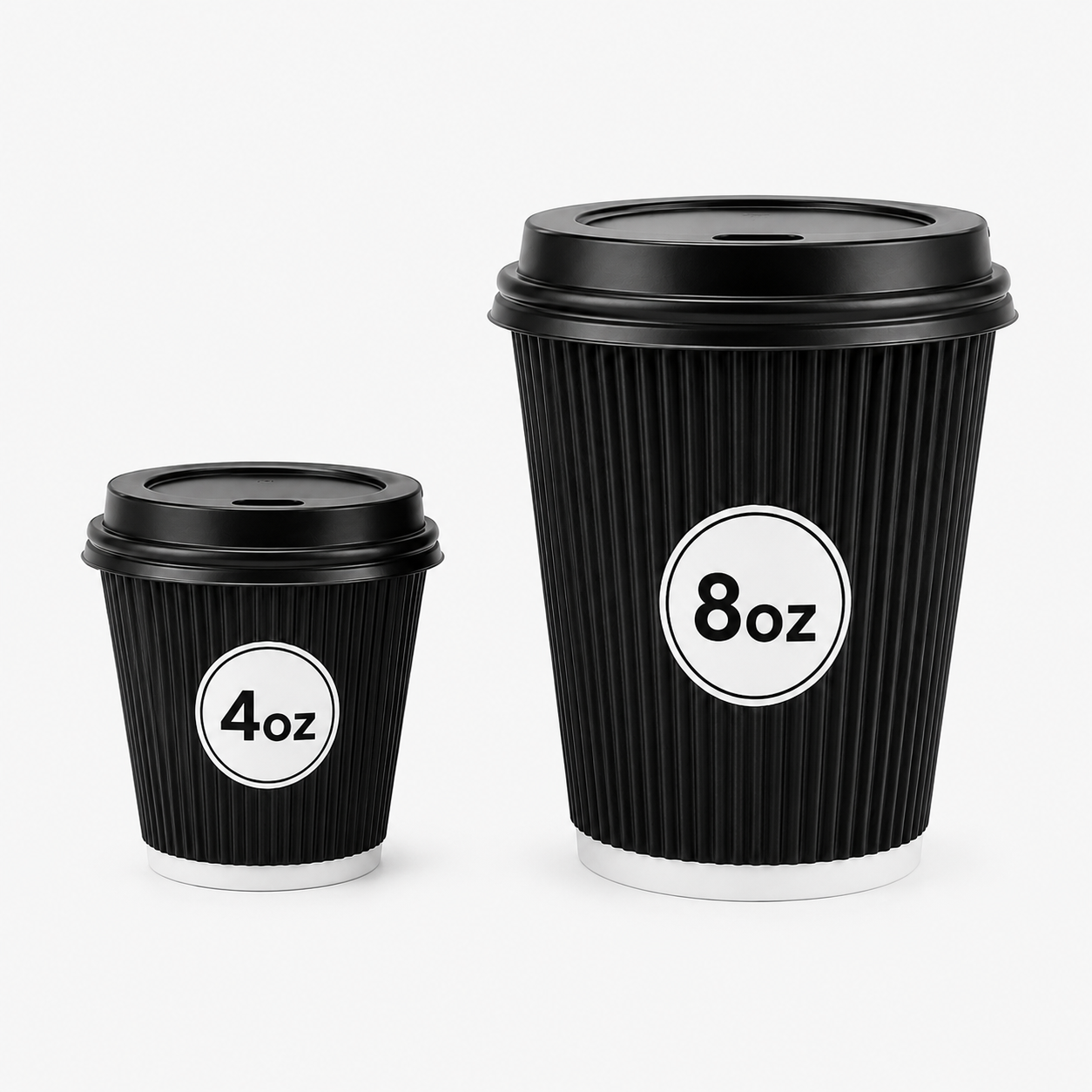 Insulated 8oz Black Ripple Cup  | Triple-Wall Ripple Texture | Spill-Proof Lids