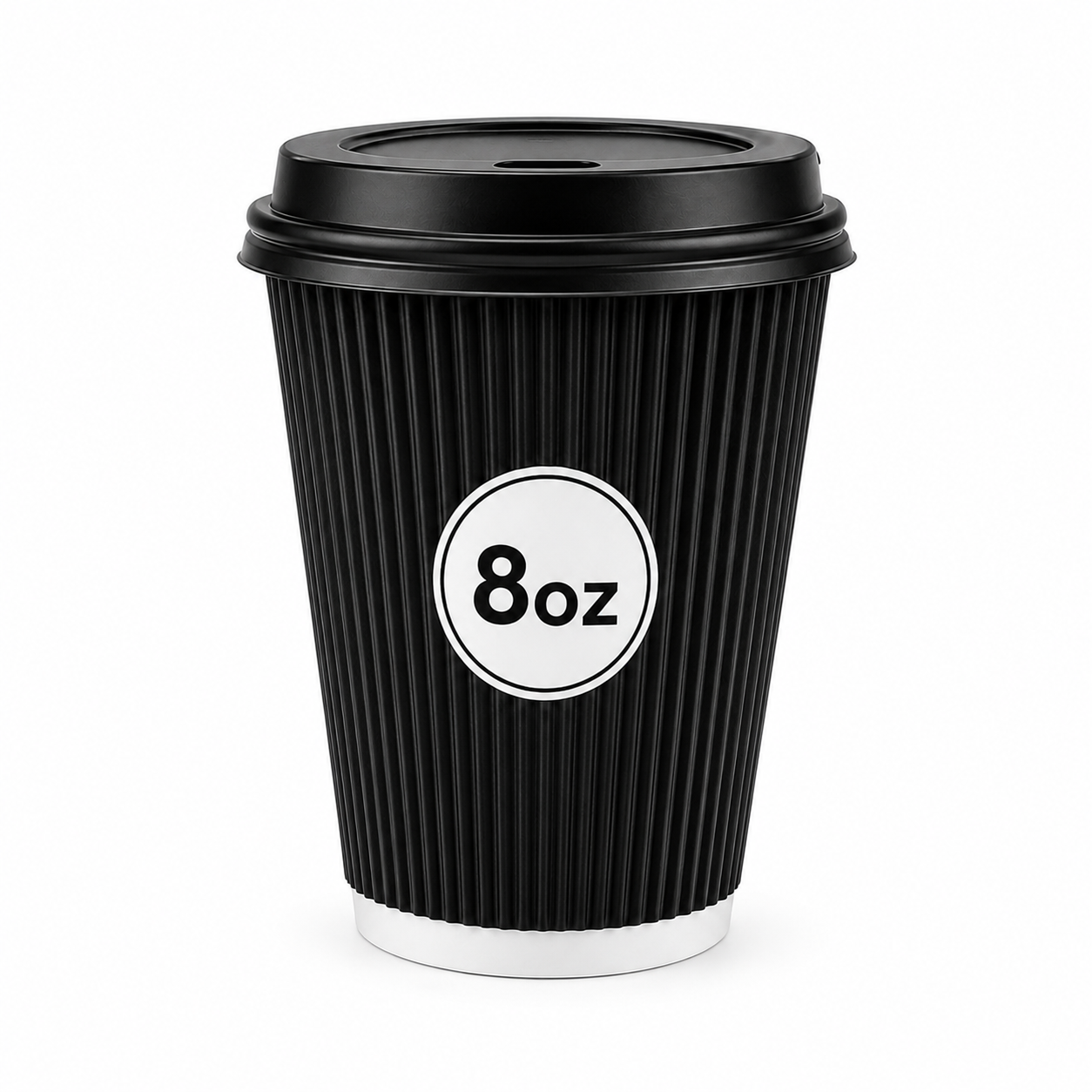 Insulated 8oz Black Ripple Cup  | Triple-Wall Ripple Texture | Spill-Proof Lids