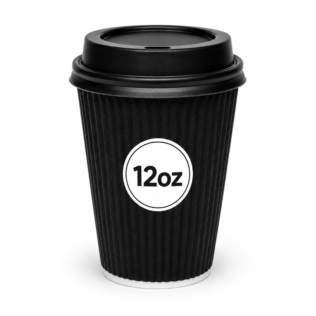 Insulated 12oz Black Ripple Cup | Triple-Wall Ripple Texture | Spill-Proof Lids