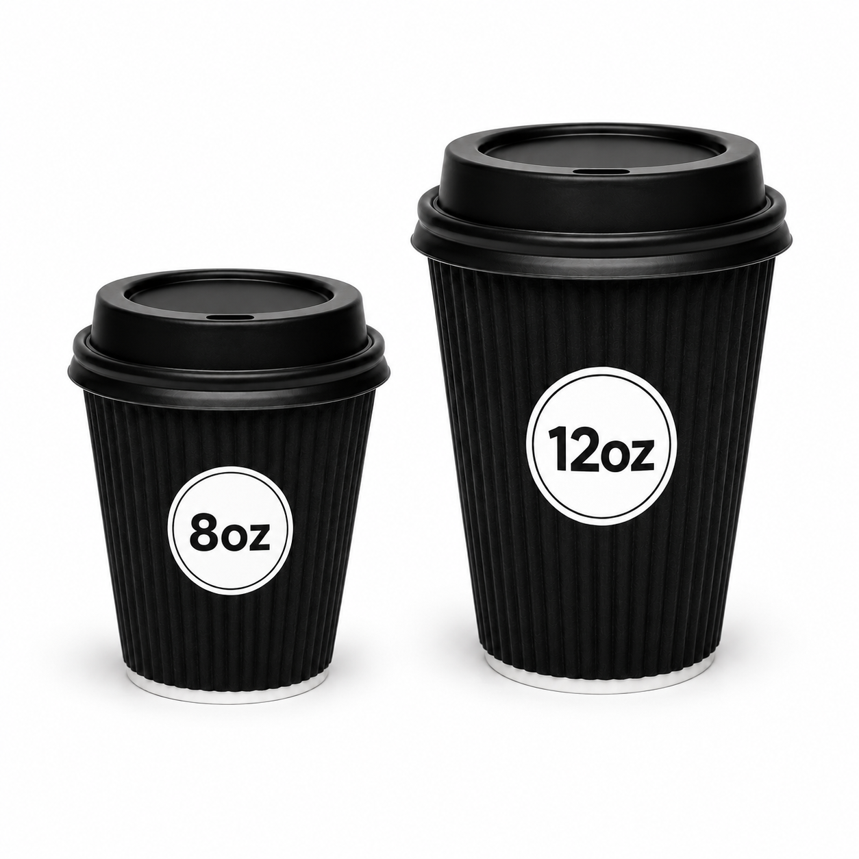 Insulated 12oz Black Ripple Cup | Triple-Wall Ripple Texture | Spill-Proof Lids