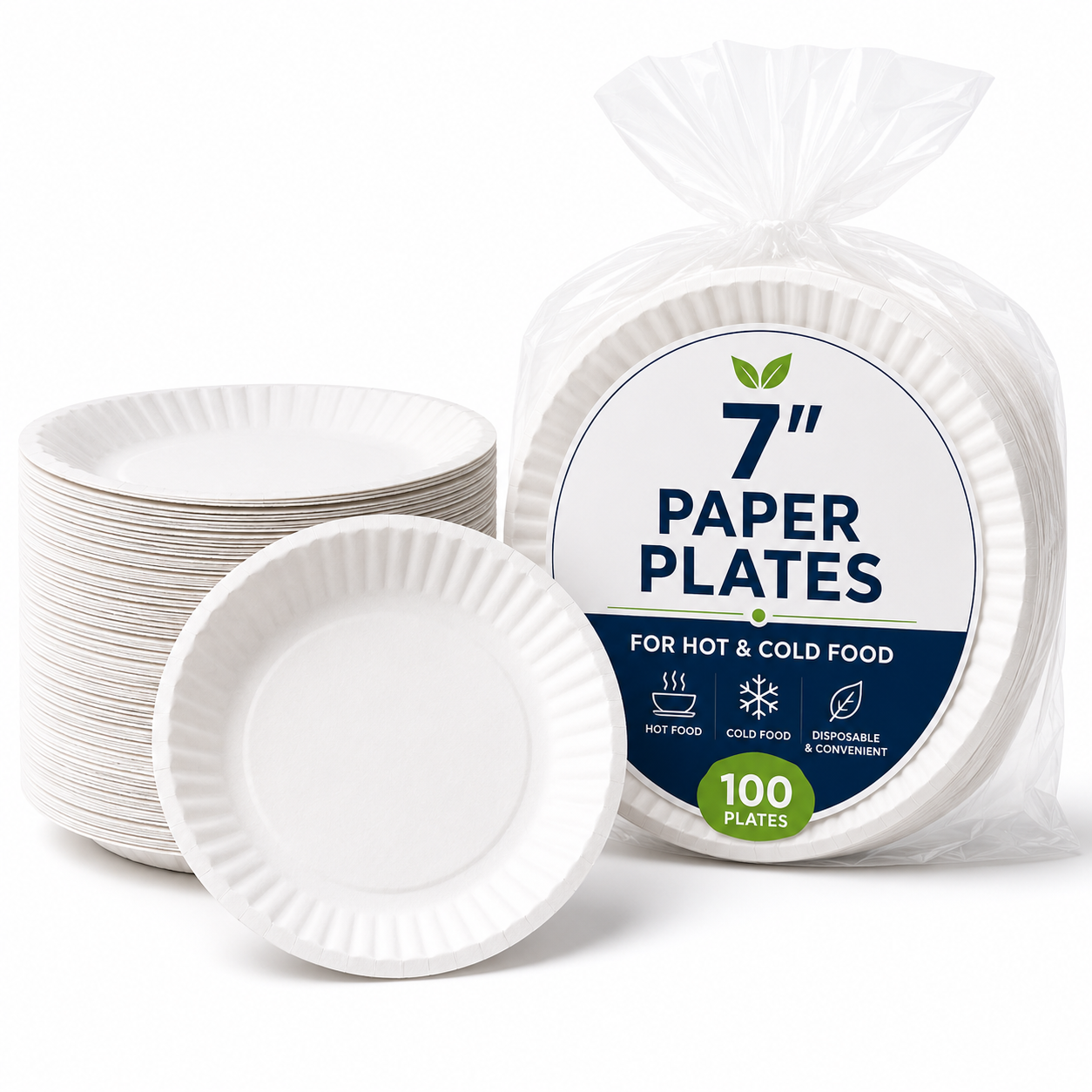 7" Paper Plates for Hot & Cold Food