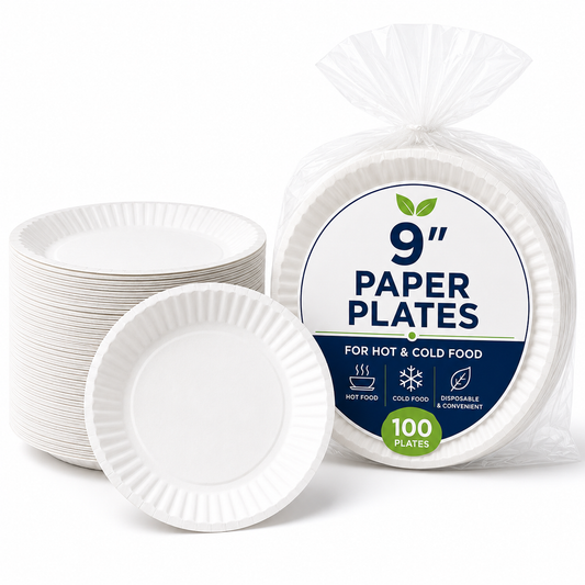 9" Paper Plates for Hot & Cold Food