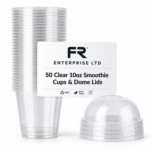 10oz Reusable Clear Plastic Smoothie Cups with Lids