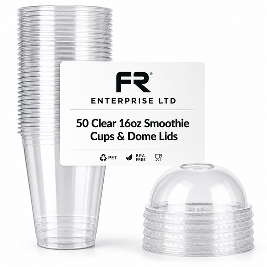 16oz Reusable Clear Plastic Smoothie Cups with Lids