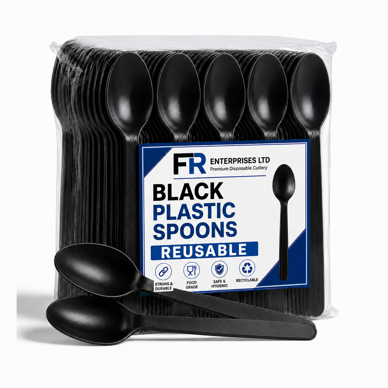 Reusable Premium Black Plastic Spoon | Disposable Cutlery