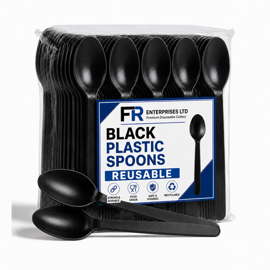 Reusable Premium Black Plastic Spoon | Disposable Cutlery