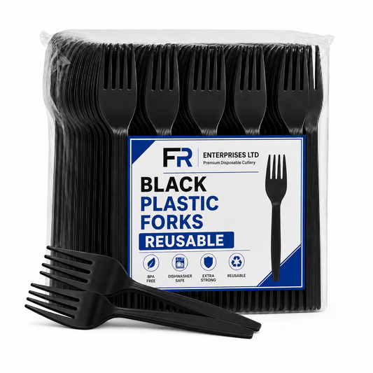 Reusable Black Plastic Fork | Disposable Cutlery