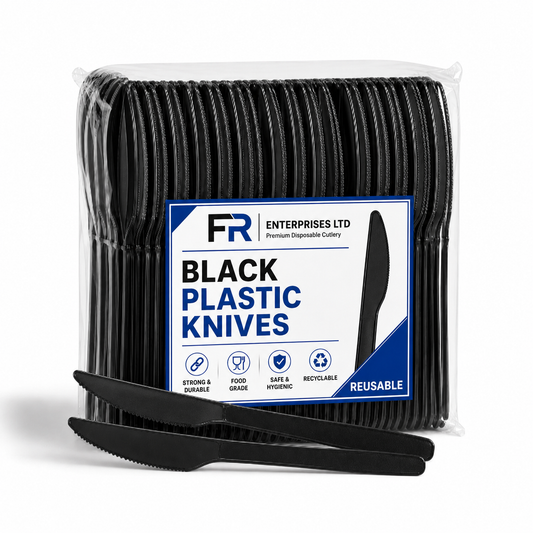 Reusable Black Plastic Knife | Disposable Cutlery
