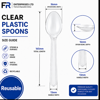 Reusable Clear Plastic Spoons | Disposable Cutlery