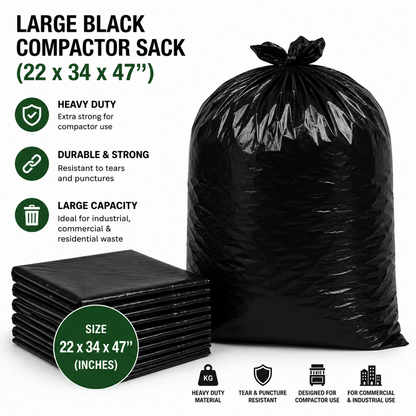 Large Black Compactor Sack (22x34x47'')