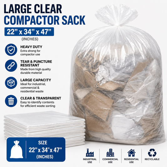 Large Clear Compactor Sack (22x34x47'')