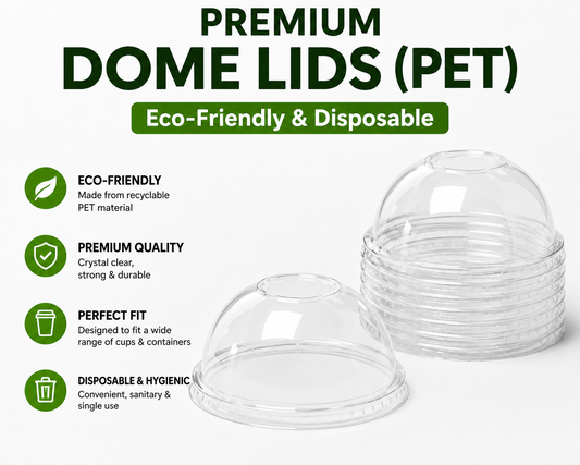Premium Dome Lids (PET) | Eco-Friendly & Disposable