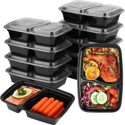 RE-32 2 Compartment Rectangular Black Base Container 32oz