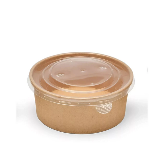 Eco-Friendly Round Kraft Bowl with Secure Lids