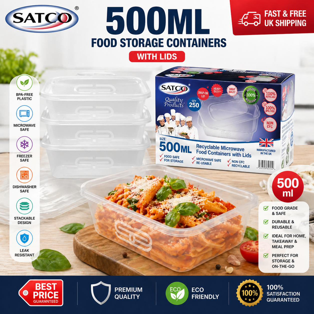 Satco Heavy Duty Microwave Container with Lids