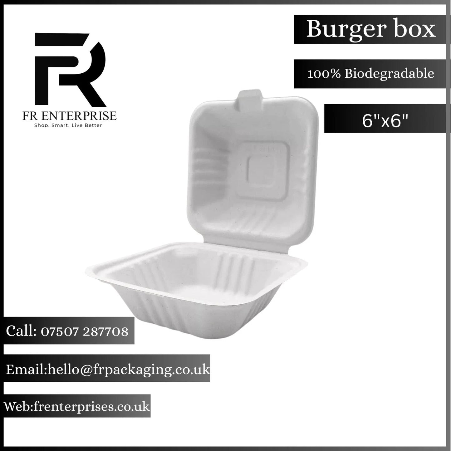 Bagasse Burger Box EP6 Pack- Takeaway Containers