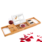 BATH CADDY TRAY EXTENDABLE WOODER RACK I-PAD & Book Holder - Image 3