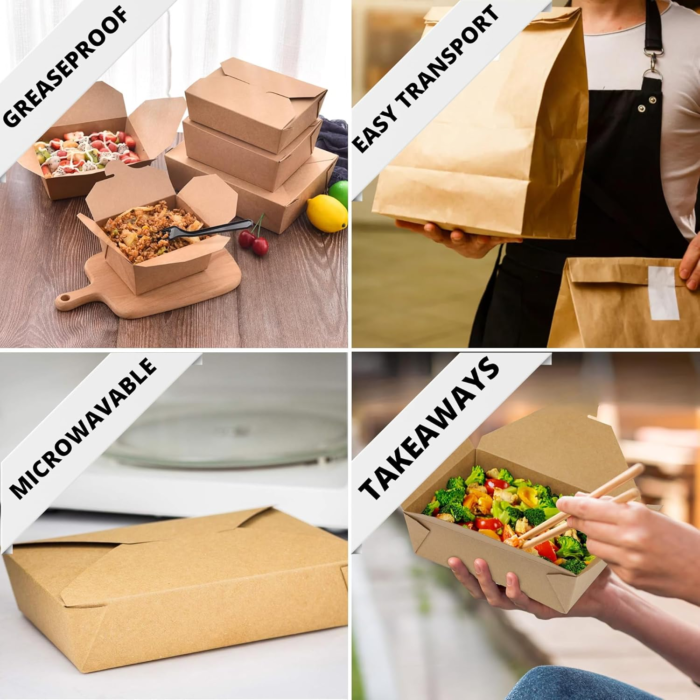 Takeaway No.3 Paper Kraft Food Box (2041ML/69OZ) - Image 5
