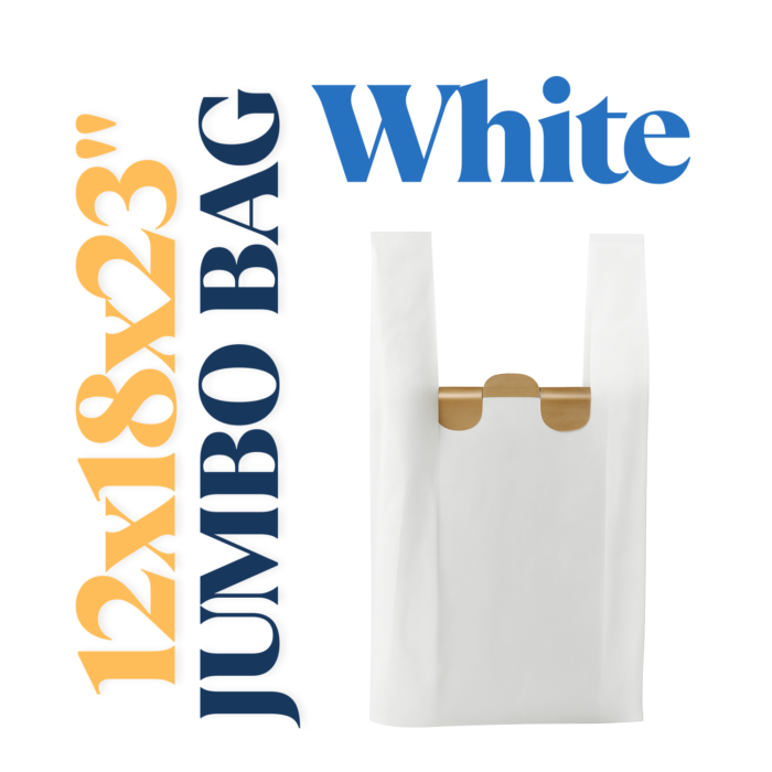 White Jumbo Carrier Bag 12x18x23'' - Image 2