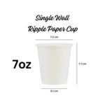 7oz White Ripple Coffee Cups - Single Wall - Image 2
