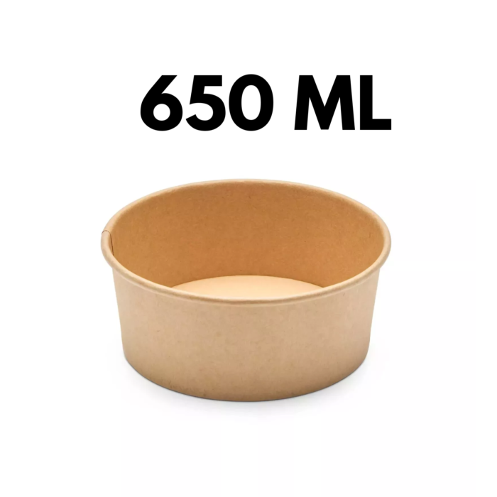 650ml Round Kraft Paper Deli Bowls with Lids - Image 2