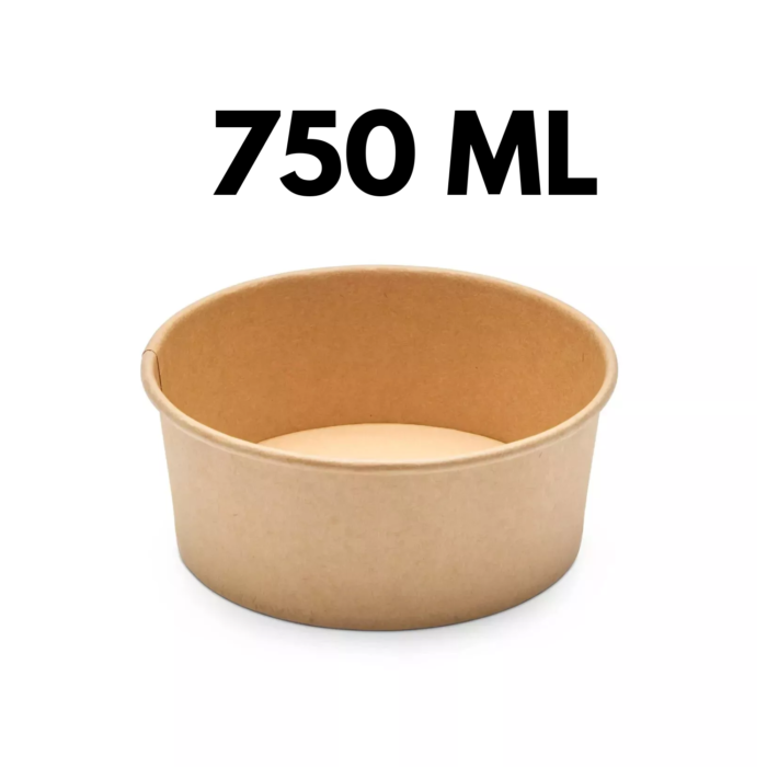 750ml Round Kraft Paper Deli Bowls with Lids - Image 2