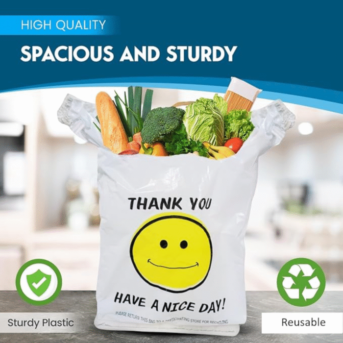 Large Clear Smiley Face Carrier Bags 13x19x23'' - Image 2