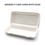 Bagasse F+C Box Large White (324x155x60mm/12.75x6x2.5”) - Image 2