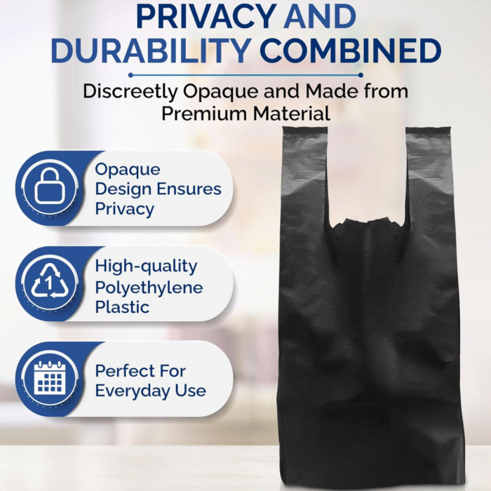 Black T-Shirt Carrier Bags 10x15x18'' - Image 3