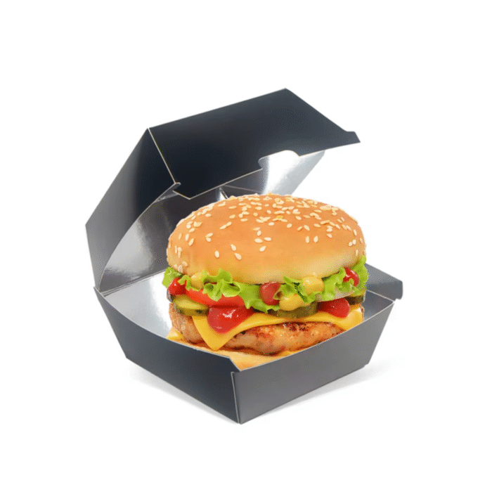 Bagasse Burger Meal Box 3 Compartment White (230x230x50mm/9x9”) - Image 10
