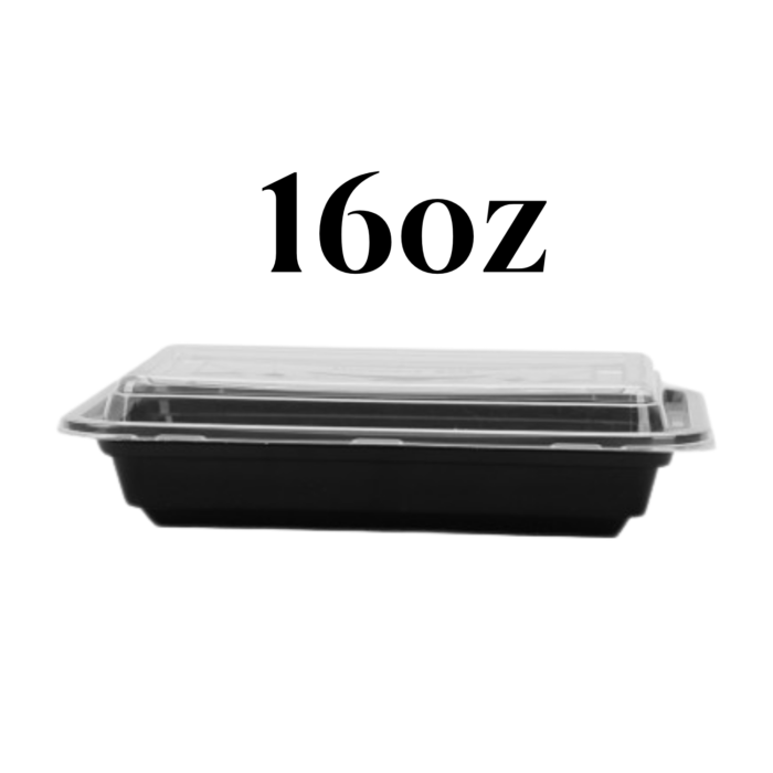 RE-16 Rectangular Black Base Container 16oz - Image 1