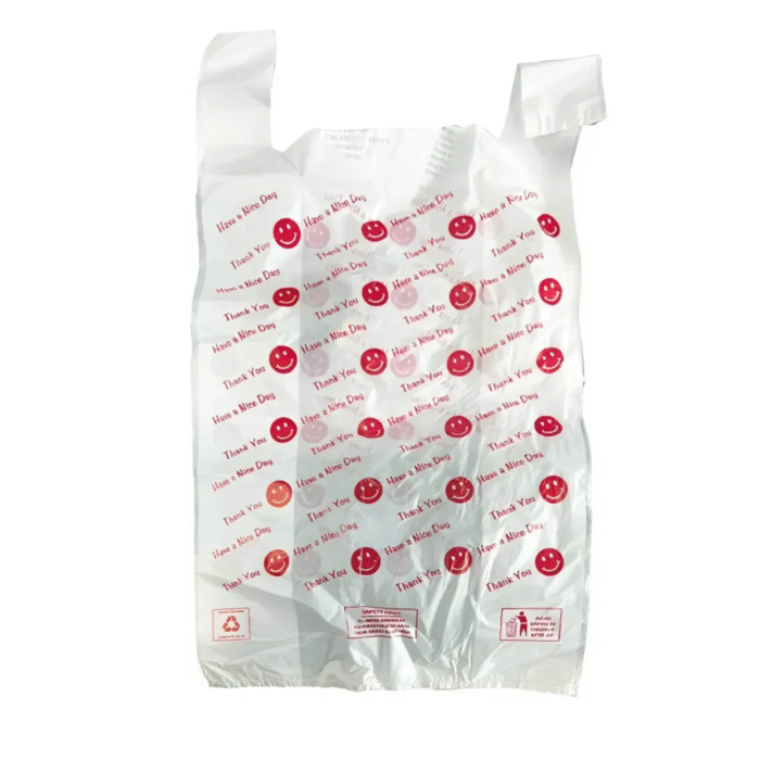 Strong Clear Smiley Face Carrier Bags 11x17x21'' - Image 1